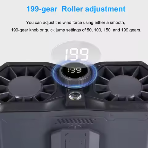 Portable Neck Fan with Emergency Flashlight, 15000mAh Dual Vent Waist Fan, 15000RPM 199 Wind Speeds,