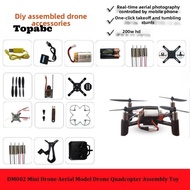 TOPABCS DM002 Drone Aerial Model, Mini Plastic Drone Quadcopter Assembly Toy, Aircraft Accessories M