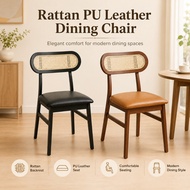 Familystar2u Rattan PU Leather Dining Chair For Kopitiam Dining Table Family Use Homestay Airbnb Con