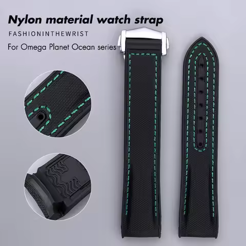 11 Colors Curved end 19mm 20m 21mm 22mm Nylon Rubber Watchband For Omega Seamaster Planet Ocean AT15