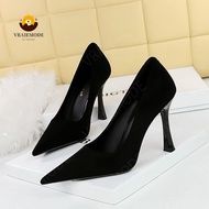 Fashion High-Heeled Shoes Woman Pumps Flare Heel High Heels Suede Ladies Shoes Pointed Toe Party Wom