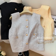 [Miss Z]french styleVest Women Summer Small Temperament Short High-End Top High-End Texture Small Va