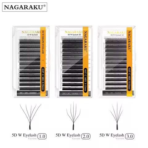 NAGARAKU New Style 5D W 1.0/2.0/3.0 Eyelash Extensions Different lengths Mega Volume Premade Fans So