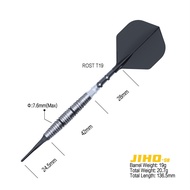 CUESOUL JIHO S8 19g Soft Tip 90% Tungsten Dart Set with Unifying ROST T19 Flight