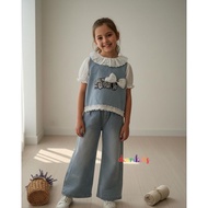 SET 3IN1 MIU JEANS IMPORT BBA15O 5-10 YEARS CHILDREN'S SET INNER VEST MODERN CHILDREN'S SET LOOSE CU