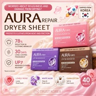 AURA Repair Dryer Fabric Protection Sheet 40 Sheets 3 Types Laundry Dryer Sheet Clothes Care Fabric 