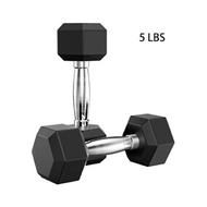 Pair of 5 pounds hexagon dumbell 5lbs rubber weight dumbbell