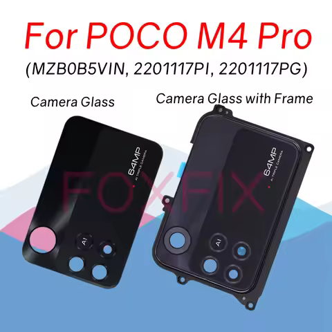 For Xiaomi Poco M4 Pro Rear Back Camera Lens Glass Cover With Frame Bezel Replacement 2201117PI 2201