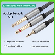3.5mm to 6.35mm Stereo Jack Audio Cable 3.5mm 1/8" TRS to 6.35mm 1/4" TS Mono Y-Cable Splitter Cord 