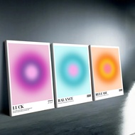 3 Piece With Framed Angel Number Aura Gradient Canvas Wall Art, 777 888 999 Spiritual Prints for Liv