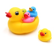 Floating Rubber Duckies Bath Play 5 Pieces Set - Includes 1 Jumbo Mama Ducky and 4 Baby Ducks - Fun 