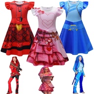 Movie The Rise of Red Clothes for Kids Descendants 4 Red Cosplay Costume Girls Short Sleeves Princes