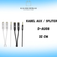 Dg DAP Audio AUX DAU8 Audio Splitter Cable 35mm Male to 2 Female Audio Mic Original 1pcs