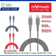 MYMOSH EL-C2C120 CABLE USB-C TO USB-C PD60W 1.2M/FAST CHARGING/30KG TEAR RESISTANCE/ CHARGE & SYNC/4