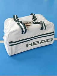 HEAD 網球袋 運動旅行袋 白色綠色間條