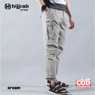 Hugo Pants - Celana Sirwal Cargo Angkle Pria Dewasa 3/4 Pinggang Karet