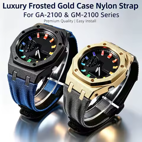 GA2100 GM2100 Metal Watch Case Nylon Strap Mod Kit For Casio GA-2100 GA‑B2100 GM-2100 GBM2100 GMA‑S2