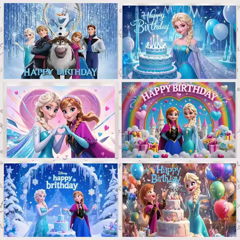 Frozen Elsa Anna Princess Theme Background Customizable Children's Birthday Party Decoration Room Po