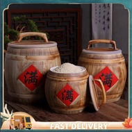 Jingdezhen ceramic rice storage container 5 kilo/10 kg/25kg big clay jar with lid 50 jin rice keeper