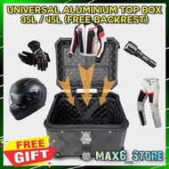 Universal Motorcycle Top Box Aluminium 35L 45L Box Design and Stlye ABS Box With BackRest Box Monora