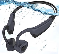 TWEE Bone Conduction Headphones Waterproof - Ultralight Swimming Headphones IPX8 Waterproof Bluetooth Headset Open Ear Wireless Sports Earbuds with MP3 Player 16G Memory for Running Swimming (Gray)