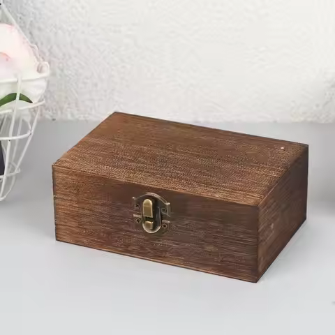 Rectangular Wood Box Gift Packaging Box Wooden Boxes With Lid Hinged Jewellery Craft Storage Box
