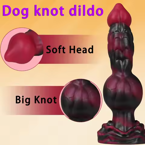 9.25 Inch Monster Horse Knot Dildo, Silicone Dog Knot Dildo Pink Wolf Dildo with Strong Suction Cup,
