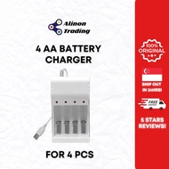 SG SELLER USB 4 Slots Fast Charging Battery Charger Short Circuit Protection AA Rechargeable Battery Station