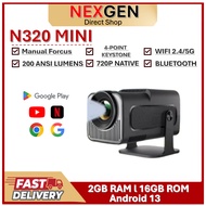 NEXGEN N320 MINI 2GB RAM + 16GB ROM WIFI 2.4/5G 720P HD Smart Projector Android 13