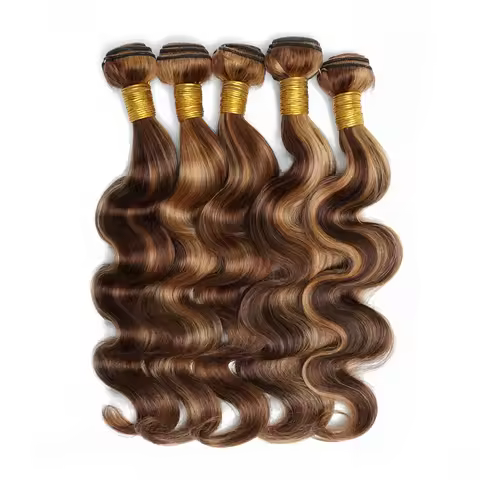 Body Wave Highlight P4/27 Human Hair Bundles 60Gram 10 to 22 Inch Pre-colored Brown Blonde Peruvian 