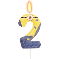 Yellow Jeans Birthday Candles - Number 2 Candle Cake Topper, 2nd Birthday Decorations for Girl Boys 