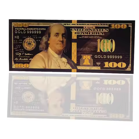 Hot Sale Gold Foil 100 Dollars Bill USD Commemorative Plastic Banknotes Franklin Collection Cards US