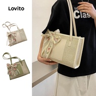 Lovito Casual Plain Fashion Braid Shoulder Bag Large Capacity Shoulder Tote Bag for Women LFA51515