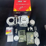 ชุด57 / 59 4V mio fino ตัวเก่า พร้อมเซ็ตหลังวาล์ว จิกเบ้าฝา ปาดหัวหลบวาล์ว ลูกLHKสลัก15 ใส่แคร้งเดิม