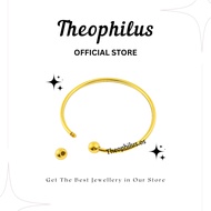 Theophilus Titanium Gold Plated Round Head Open Bangle / Charm Bangle / Pandora Bracelet / Pandora B