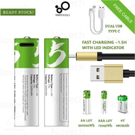 [SG Stock] SMARTOOOLS USB Type C Rechargeable Battery 1.5V Lithium Li-ion AA AAA 9V
