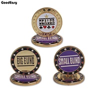 3PCS Casino Poker Metal Texas Poker Chips Black Jack Coins Set Metal Poker DEALER SMALL BLIND BIG BL