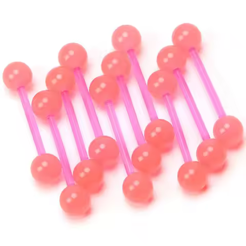 10Pcs 14G 16mm Glow in Dark Flexible Acrylic Tongue Ring or Nipple Ring Staight Tongue Barbell Retai