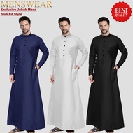 Lelaki Muslim Abaya Arab Thobe Jubah Pakaian Islam Ramadan Jubah Baju Stand Collar Pocket Style – AL