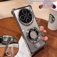 Luxury Plating Transparent Magnetic Ring Bracket Hard Case For Vivo X200 Pro Mini X200 Pro X100 Ultr