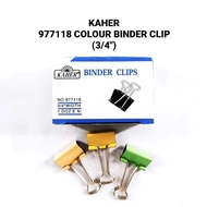 (4SMALL BOXES) KAHER 977118 Colour Double Binder Clip [3/4"INCH] | 12'S X 4SMALL BOXES