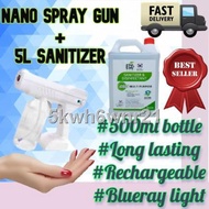 ❍☑Ready Stock 2000mAh 800ML Wireless Nano Sanitizer Spray Gun Blue Light Nano Steam Atomizing