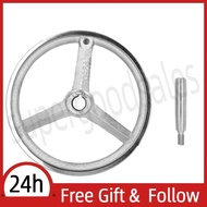 Supergoodsales Lathe Handwheel Wear Resistance 22x250mm Chrome Plated Cast Iron Revolving Handle 3 Spoke Metal Hand Wheel for Milling Machine