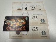 星巴克 $25 咖啡禮券 (3張) gift card $50