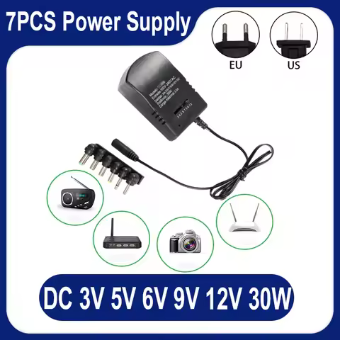 12 V Volt Adapter Switching Power Supply Adjustable 3V 5V 6V 9V 12V 30W DC Power Adapter Transformer