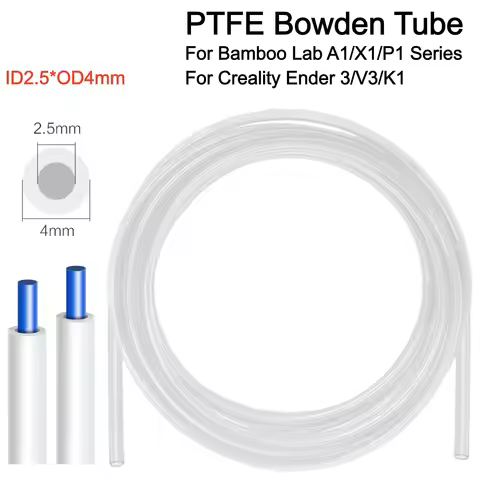 2.5x4MM PTFE Bowden Tube For 3D Printer Bambu Lab A1/P1/X1 Series Creality Ender 3/V3/K1 Teflon Fila