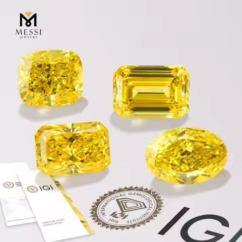 Messi Jewelry Fancy Colored Diamonds CVD HPHT Yellow Lab Grown Diamond Wholesale