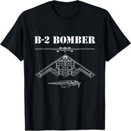 B-2 Bomber Aircraft Schematic Military Stealth Bomber B2 T-Shirt