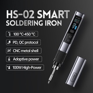 FNIRSI HS-02 Adjustable temperature Soldering iron DC 24V 100-450℃ Soldering rework station PD 100W 