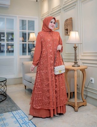 PROMO GAMIS PESTA MEWAH MODEL ROMPI MISAH BAHAN TILE BROKAT CORNELLI GLITER LAPISAN FURING-GAMIS CAR